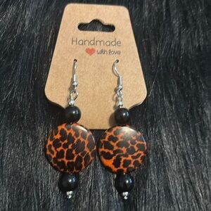 Handmade cheetah print & black earrings